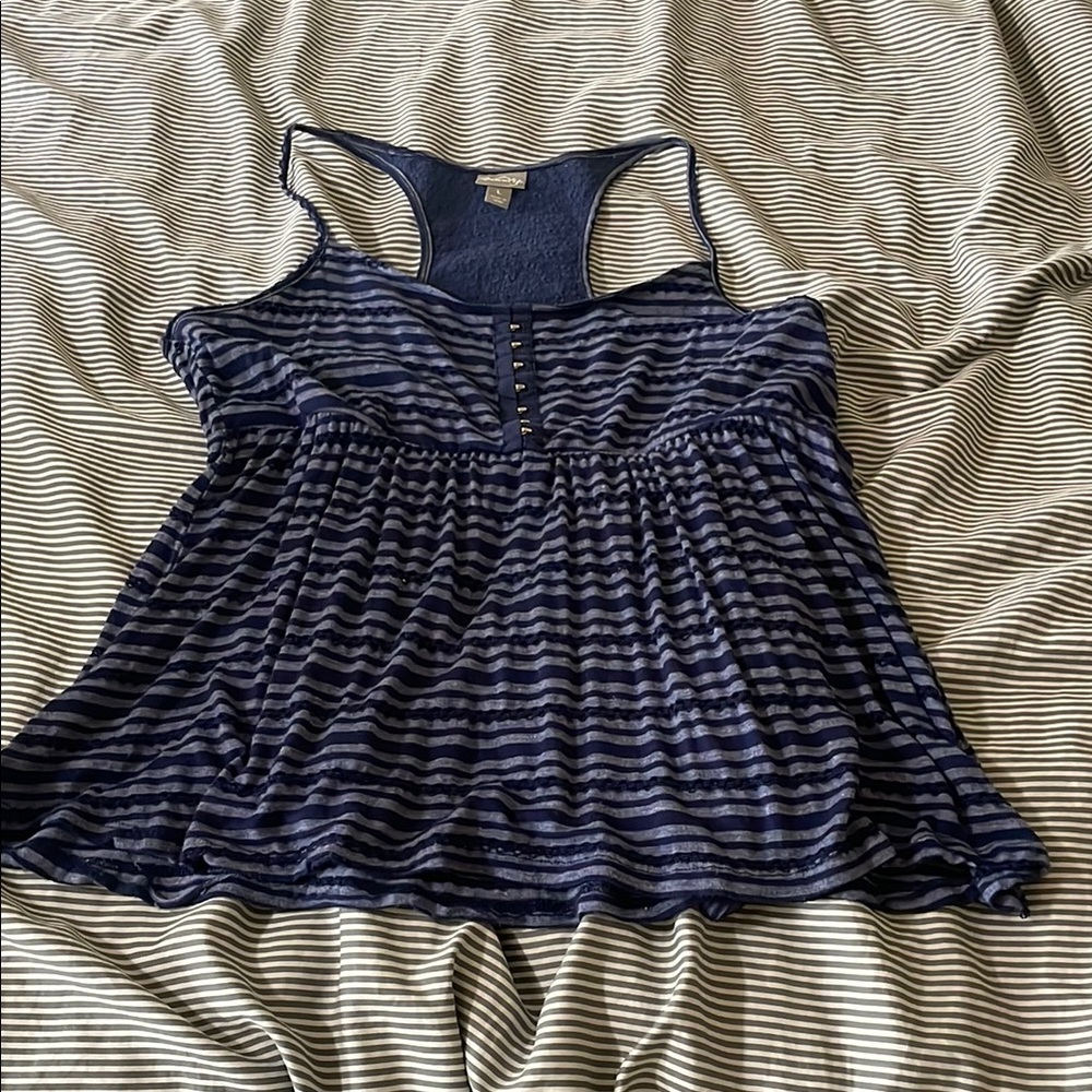 Vanity Blue and Gray Smocked Tank Top